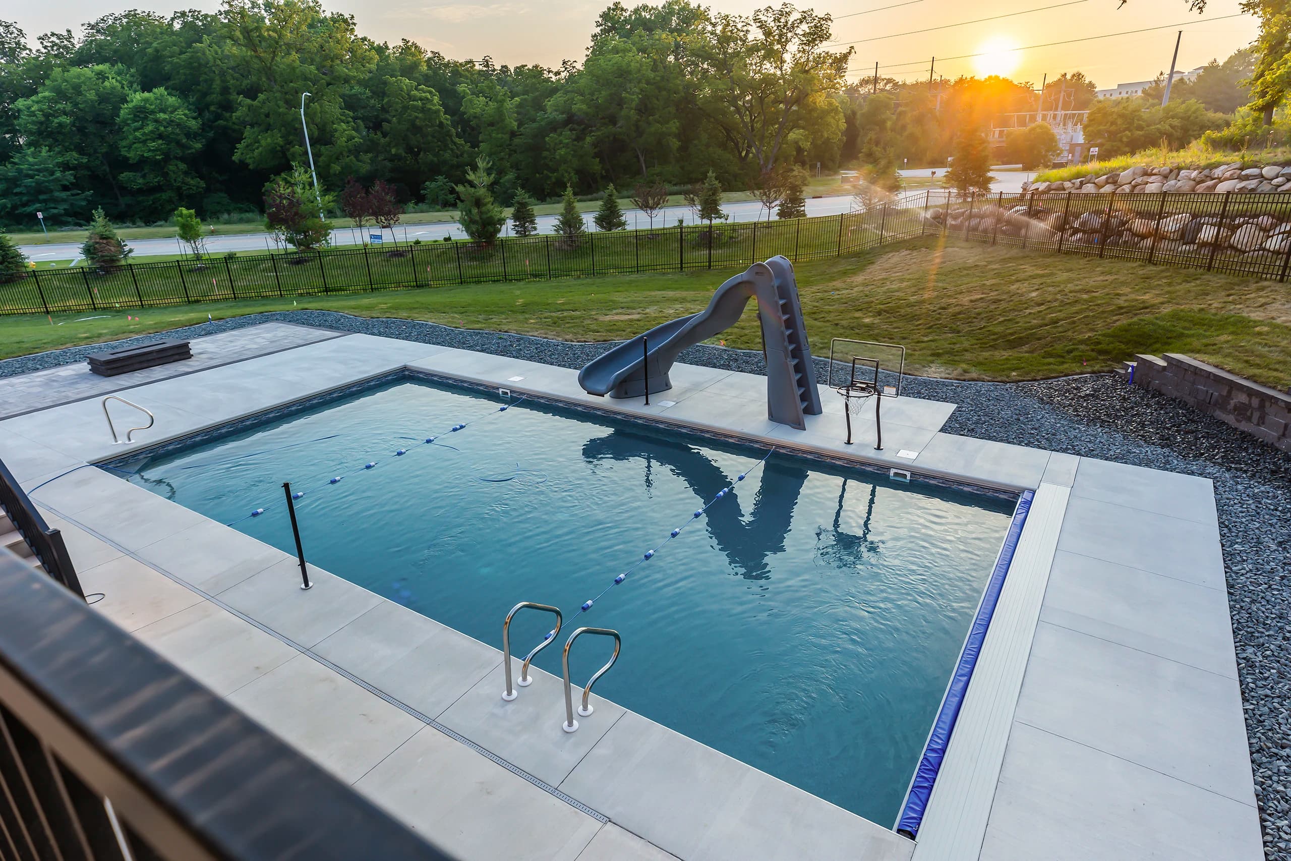 1017 S Wilder Place — backyard pool at sunset
