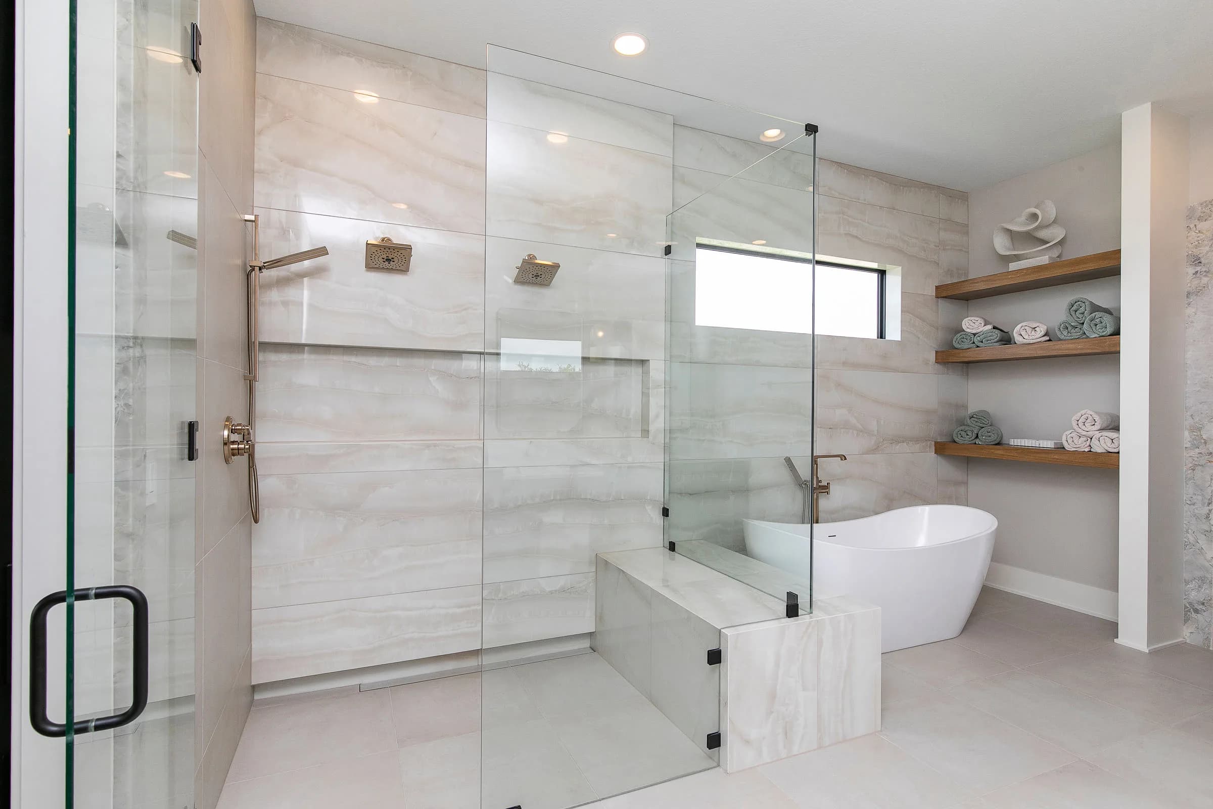 Forest Pointe — glass shower and soaking tub